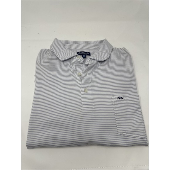 Fish Hippie Co Men's Short Sleeve Polo Shirt Blue/White Striped Size XXL - Picture 6 of 6
